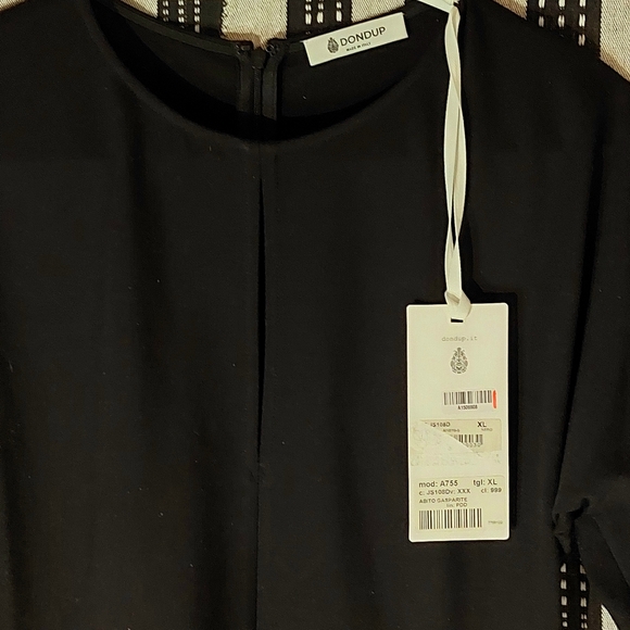 Dondup black jersey long-sleeve A-line midi dress keyhole crewneck, EUXL, NWT - Picture 6 of 11